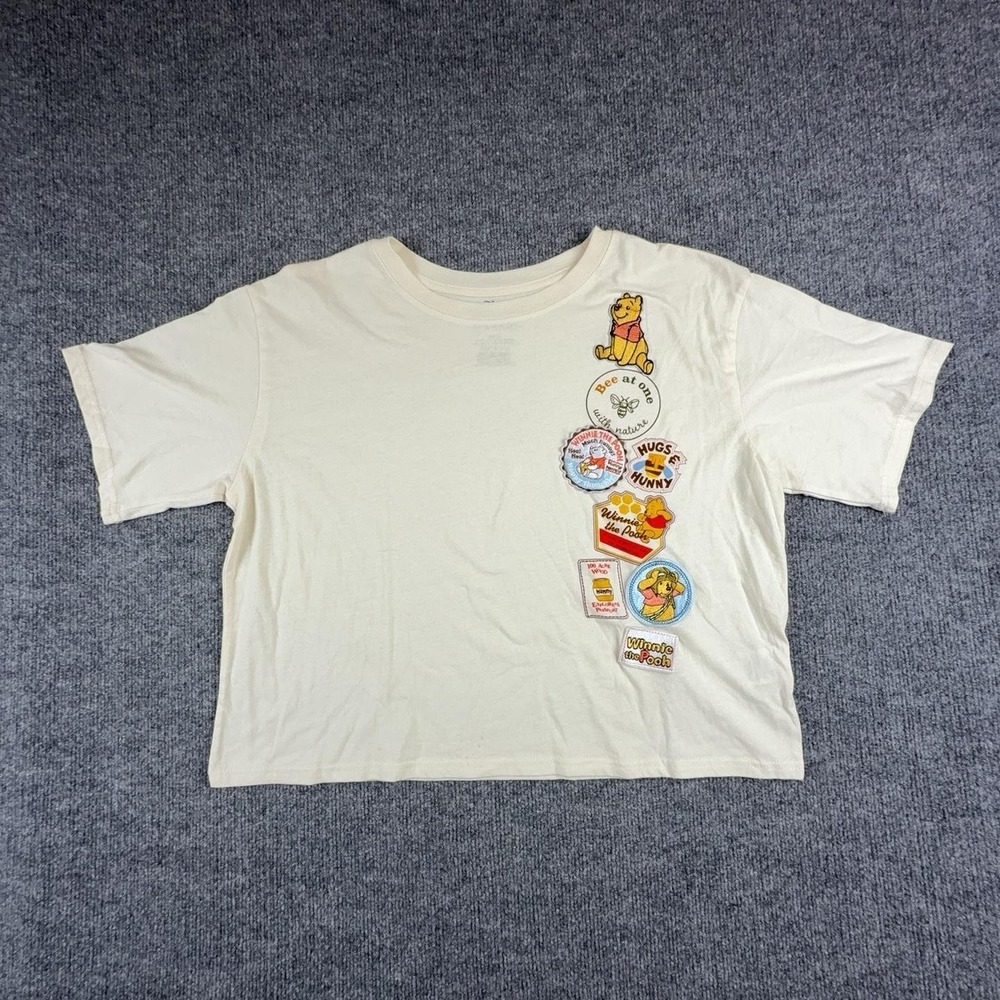 Disney Shirt Juniors XL White Winnie The Pooh Embroidered Graphic Cropped Tee